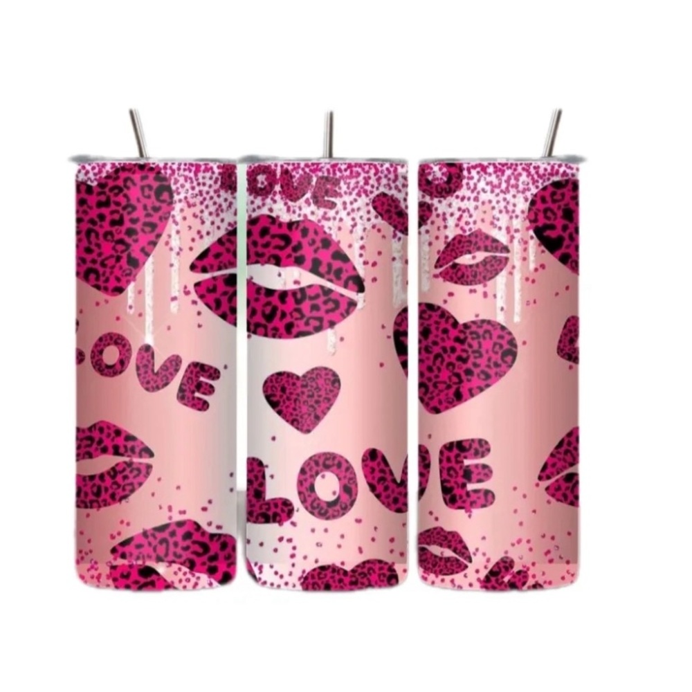 Handmade Love & lips Tumbler. NWOT